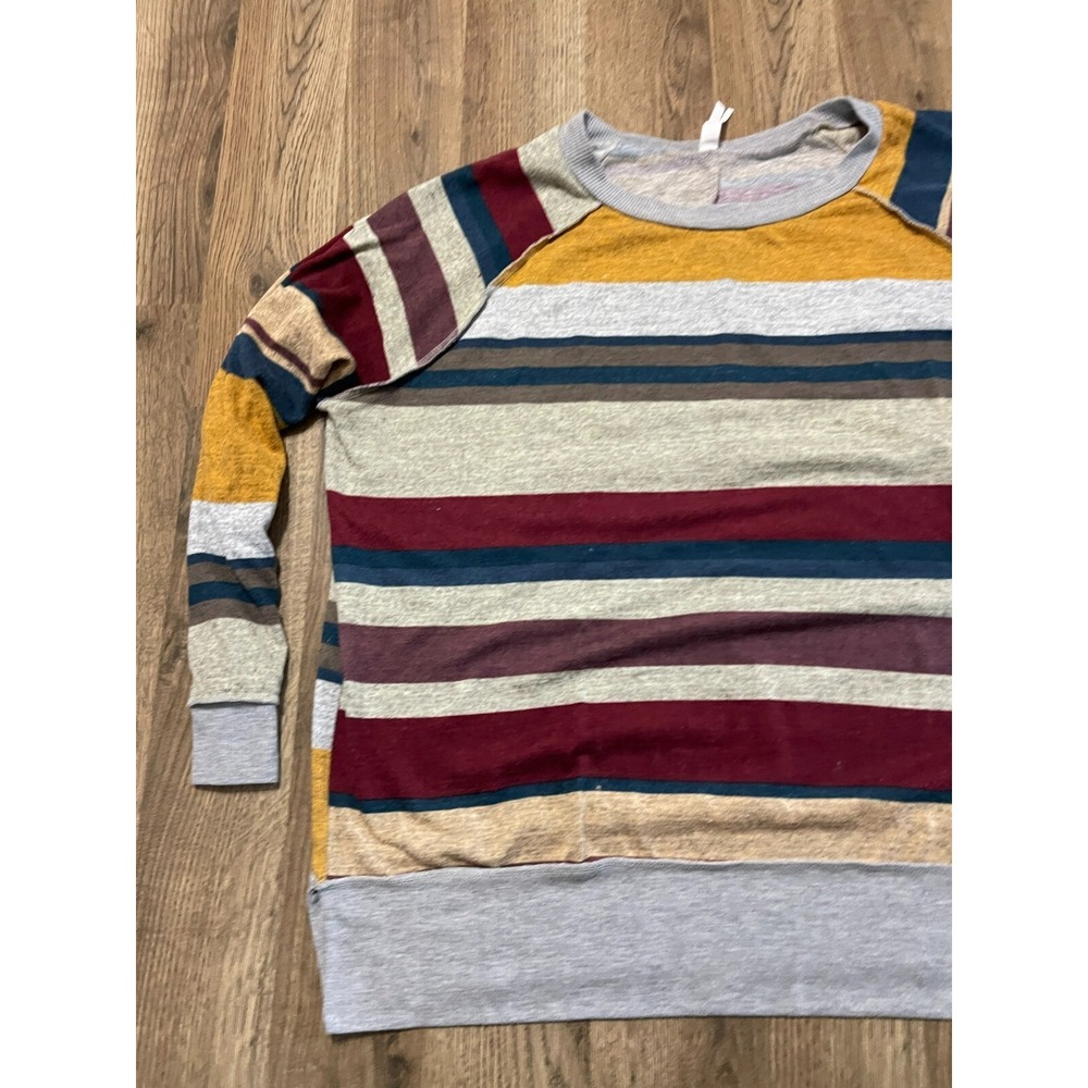 Honeyme Shirt, Women's Size Large, Yellow Blue Red, Striped, Long Sleeve - Picture 3 of 9